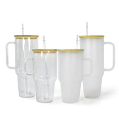 Hailey Brook Sublimation Glass Tumbler Bamboo Lid Straw 40oz 32oz