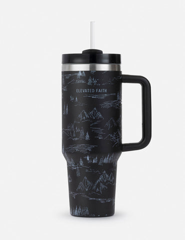 Mountainscape 40oz Insulated Tumbler Travel Mug with Handle Straw