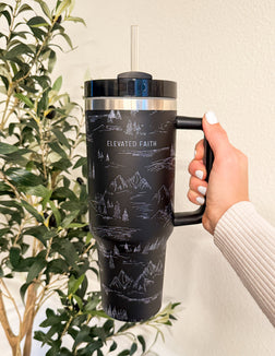 Mountainscape 40oz Insulated Tumbler Travel Mug with Handle Straw