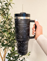 Mountainscape 40oz Insulated Tumbler Travel Mug with Handle Straw
