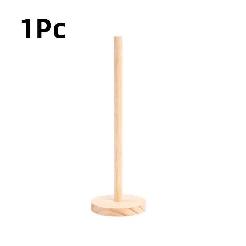 Bamboo Paper Towel Holder Wooden Countertop Kitchen Bathroom Organizer Stand