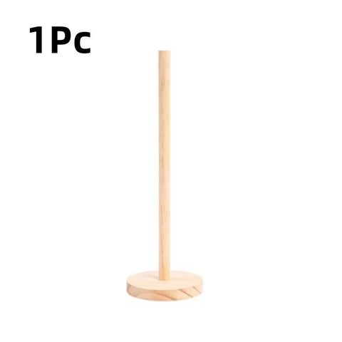 Bamboo Paper Towel Holder Wooden Countertop Kitchen Bathroom Organizer Stand