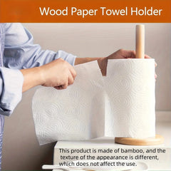 Bamboo Paper Towel Holder Wooden Countertop Kitchen Bathroom Organizer Stand