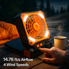 Solar Camping Fan with Lantern - USB & Solar Power