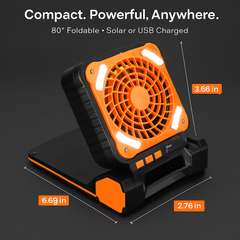 Solar Camping Fan with Lantern - USB & Solar Power