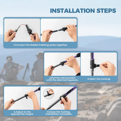 Foldable Lightweight Aluminum Trekking Pole with Adjustable Height and Grip